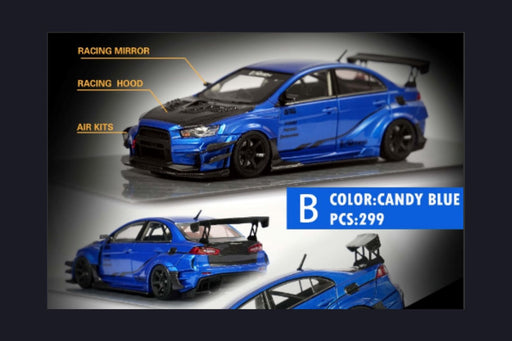 Error404 Model Mitsubishi Evolution X Varis Widebody in Candy Blue OR Yellow 1:64 Each Limited to 299 Pcs - for just $74.99! 