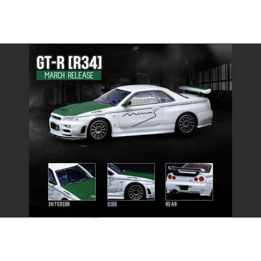 Inno64 Nissan Skyline GTR (R34) R-Tune Tuned by "MINE'S with Green Carbon 1:64 - Just $25.99! Shop now at Retro Gaming of Denver