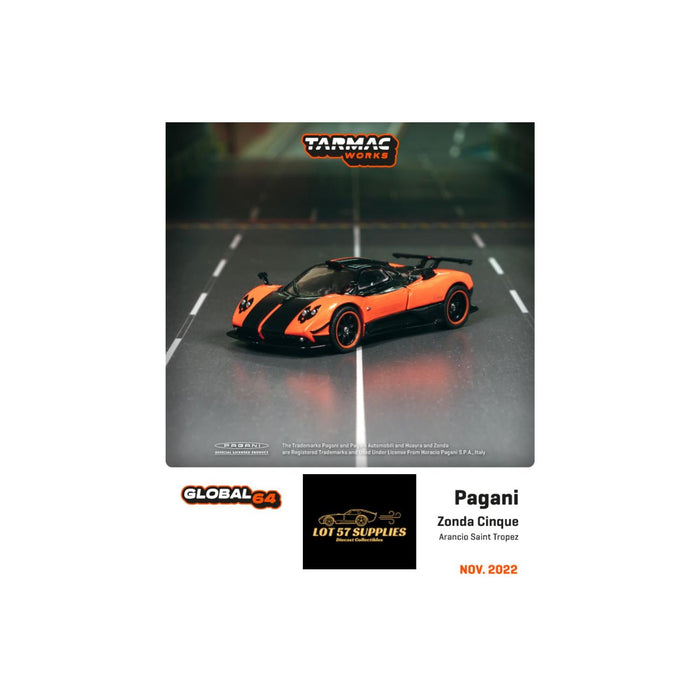 Tarmac Works Global64 Pagani Zonda Arancio Saint Tropez Item #T64G-TL021-OR 1:64 - Just $19.99! Shop now at Retro Gaming of Denver