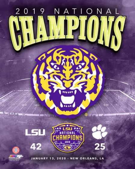 LSU Tigers 2019 National Champions Logo & Score 8" x 10" College Football Photo - for just $9.99! 