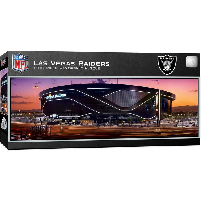 LV Raiders Allegiant Stadium Outside 1000 Piece Panoramic Jigsaw Puzzle MasterPieces - for just $19.99! 