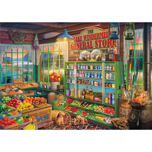 Lake General Store 500 Piece Jigsaw Puzzle in Shaped Box Springbok - for just $17.99! 