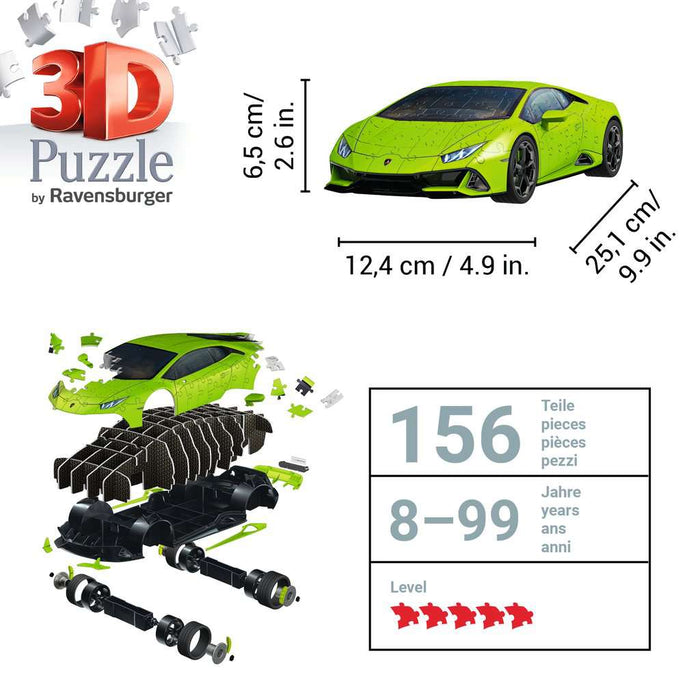 Lamborghini Huracán EVO Green 156 Piece 3D Jigsaw Puzzle Ravensburger - for just $34.99! 