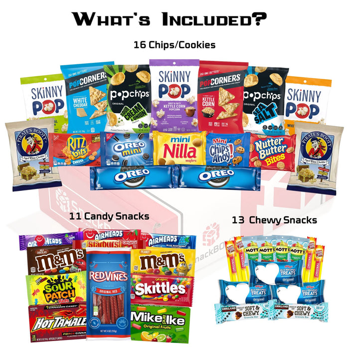 Movie Night Care Package | Candies, Chips, and Cookies Assortment Care Package (40 Snacks) - for just $46.99! 