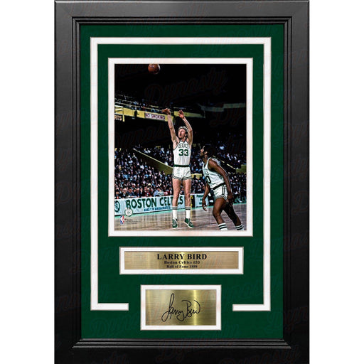 Larry Bird in Action Boston Celtics 8" x 10" Framed Basketball Photo with Engraved Autograph - Premium Engraved Signatures - Just $79.99! Shop now at Retro Gaming of Denver
