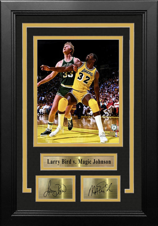 Larry Bird v. Magic Johnson 8" x 10" Framed Basketball Photo with Engraved Autographs - for just $79.99! 