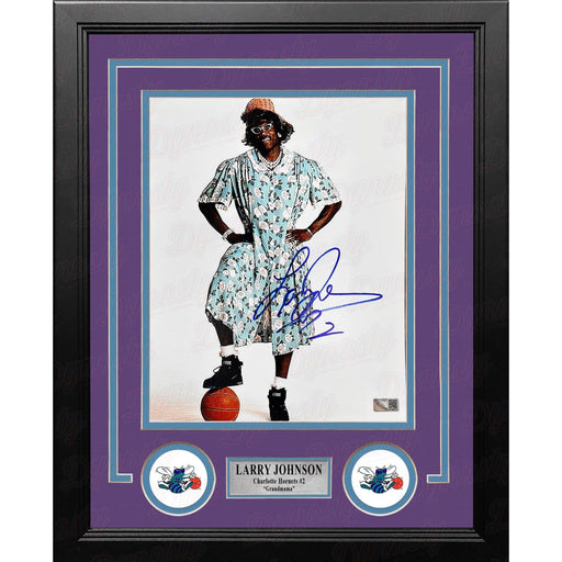 Larry Johnson Grandmama Charlotte Hornets Autographed 8" x 10" Framed Basketball Photo - Premium Autographed Framed Basketball Photos - Just $109.99! Shop now at Retro Gaming of Denver