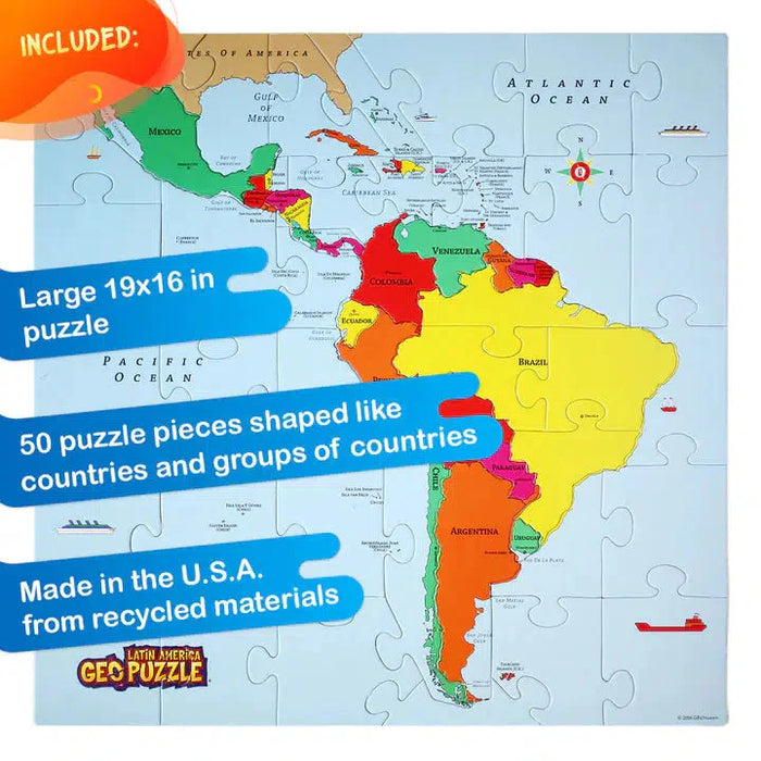 Latin America GeoPuzzle 50 Piece Jigsaw Puzzle Geotoys - for just $21.99! 