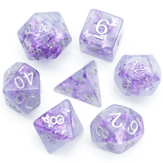 Lavender Butterfly RPG Dice Set - for just $14.99! 