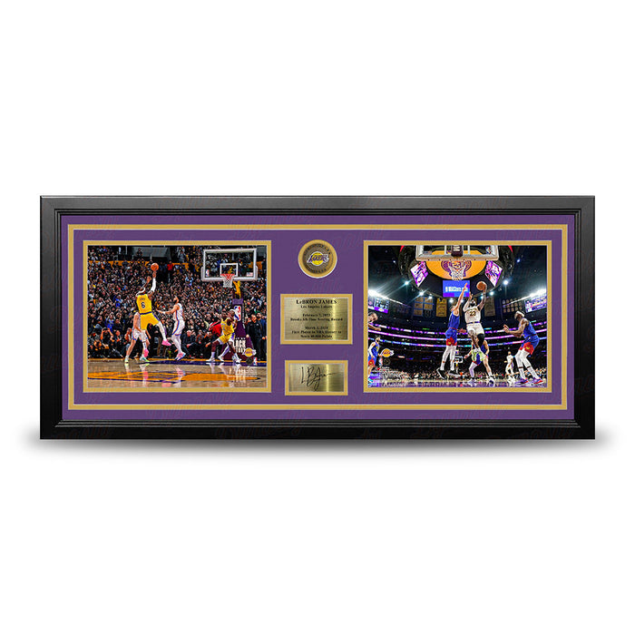 LeBron James Scoring Records Los Angeles Lakers 8x10 Framed Basketball Photo with Engraved Autograph - for just $129.99! 