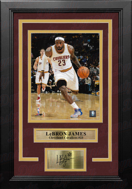 LeBron James in Action Cleveland Cavaliers 8" x 10" Framed Basketball Photo with Engraved Autograph - for just $79.99! 