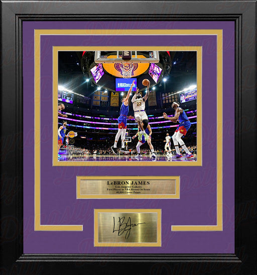LeBron James 1st Player to Score 40,000 Points LA Lakers 8x10 Framed Photo with Engraved Autograph - for just $79.99! 