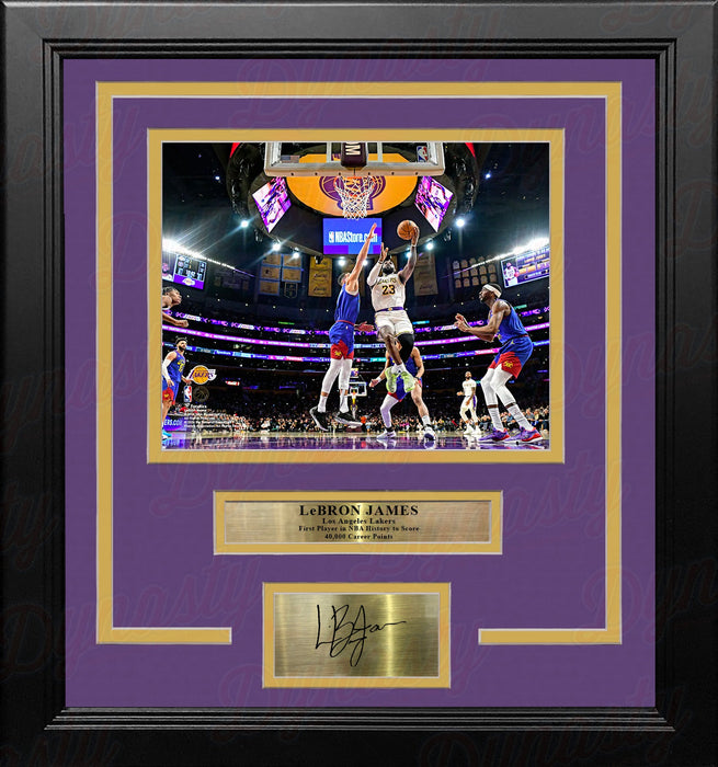 LeBron James 1st Player to Score 40,000 Points LA Lakers 8x10 Framed Photo with Engraved Autograph - for just $79.99! 