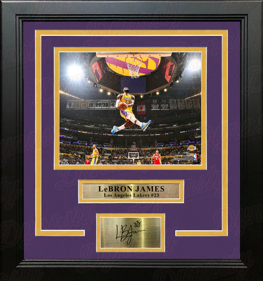 LeBron James Aerial Dunk Los Angeles Lakers 8" x 10" Framed Basketball Photo with Engraved Autograph - for just $79.99! 