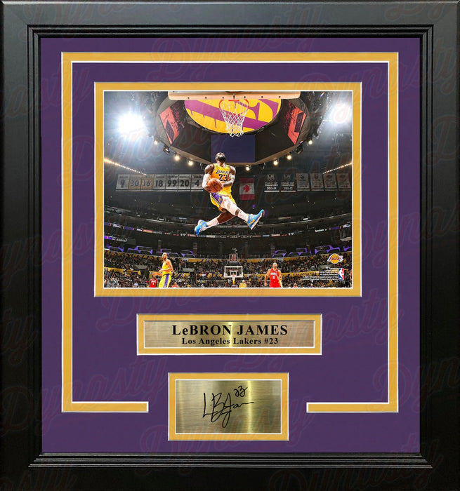 LeBron James Aerial Dunk Los Angeles Lakers 8" x 10" Framed Basketball Photo with Engraved Autograph - for just $79.99! 