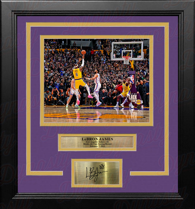 LeBron James Breaks the All-Time Scoring Record LA Lakers 8x10 Framed Photo with Engraved Autograph - for just $79.99! 