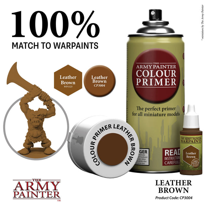 Army Painter Colour Primer: Leather Brown - Premium Miniatures - Just $17.99! Shop now at Retro Gaming of Denver
