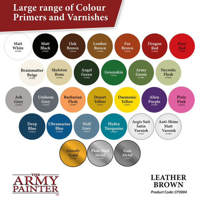 Army Painter Colour Primer: Leather Brown - Premium Miniatures - Just $17.99! Shop now at Retro Gaming of Denver