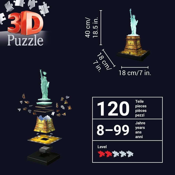 Light-Up Statue of Liberty 120 Piece 3D Jigsaw Puzzle Ravensburger - for just $49.99! 