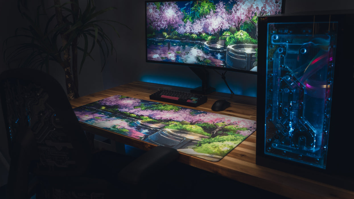 "Midnight Petals" — Cherry Blossom Deskmat - for just $49.95! 