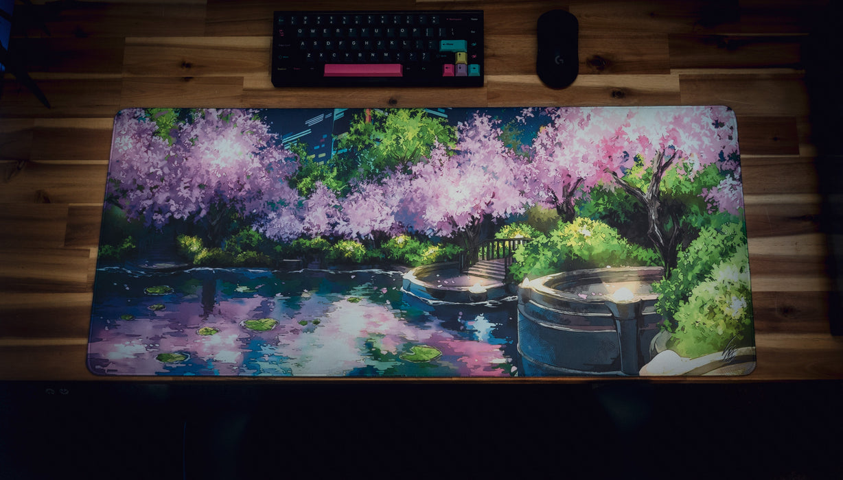 "Midnight Petals" — Cherry Blossom Deskmat - for just $49.95! 