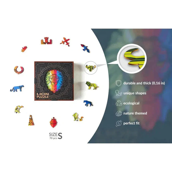 Lion 70 Piece Wooden Jigsaw Puzzle Geek Toys - for just $49.99! 