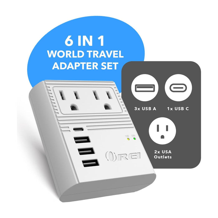 World Travel Adapter Plug International- All in One- 3 USB- Compact Design (M8 Max) - Just $39.99! Shop now at Retro Gaming of Denver