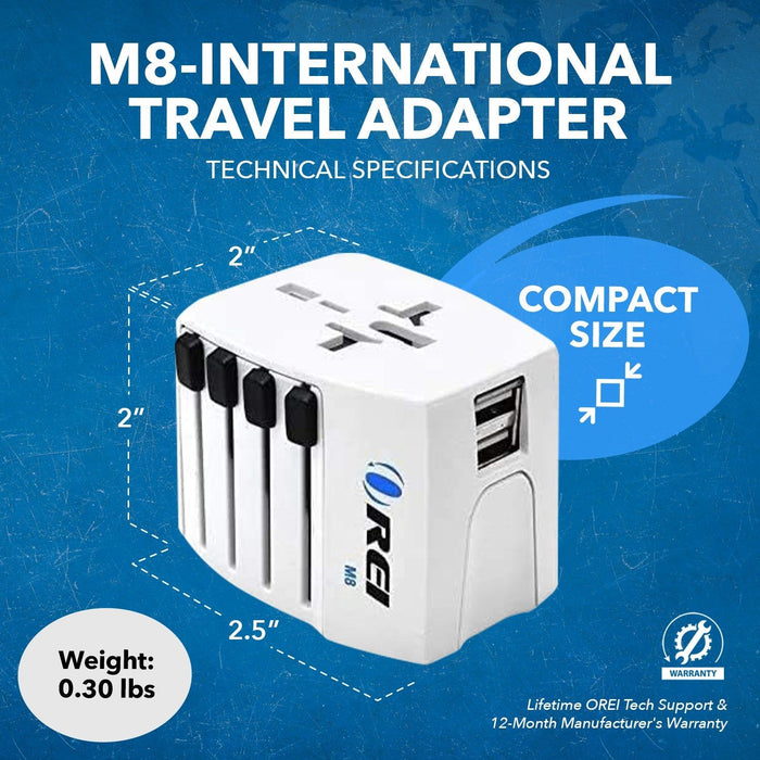 World Travel Adapter Plug International- All in One- 2 USB- Compact Design (M8_White) - Just $19.99! Shop now at Retro Gaming of Denver