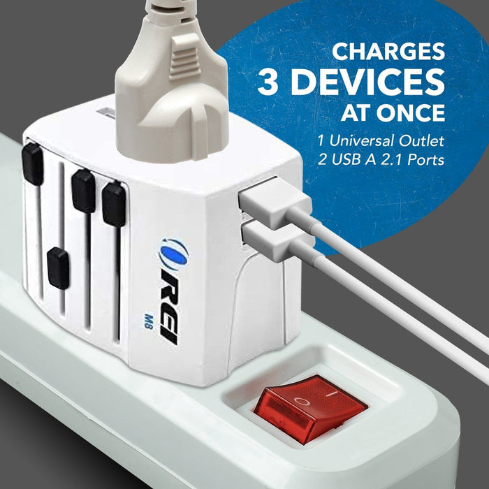 World Travel Adapter Plug International- All in One- 2 USB- Compact Design (M8_White) - Just $19.99! Shop now at Retro Gaming of Denver