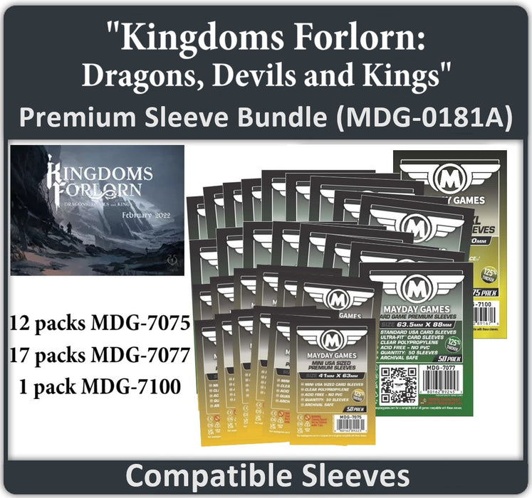 "Kingdoms Forlorn: Dragons, Devils and Kings" Compatible Card Sleeve Bundle - for just $41.75! 