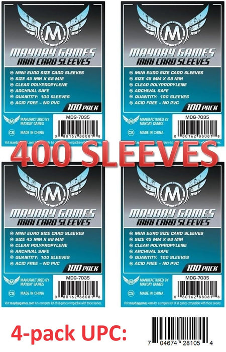 Mini Euro Card Sleeves (45x68mm) 4 Pack Bundle, 400 Sleeves, 40 Micron - for just $8! 