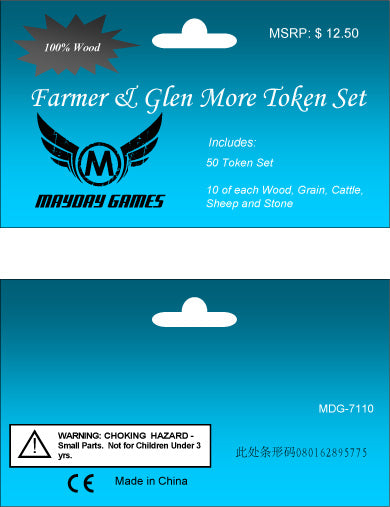 Farmer And Glen (Glen More) Wooden Token Set (50 wooden tokens) - for just $12.95! 