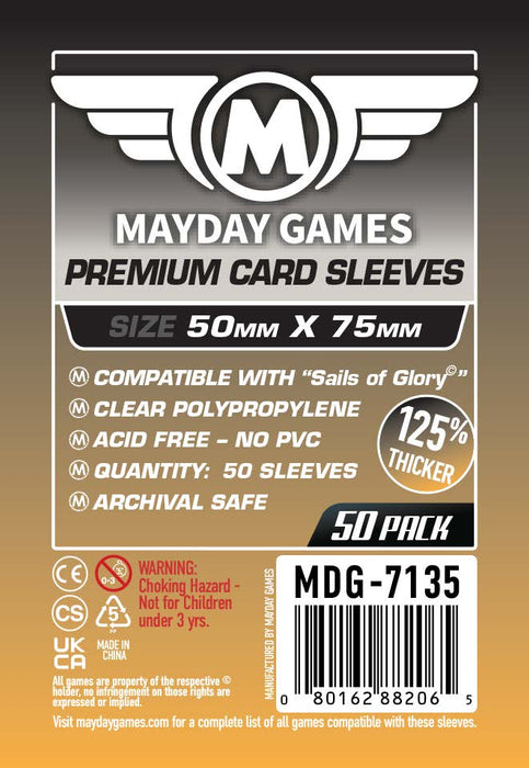 "Sails of Glory" Compatible Card Sleeves (50x75mm) Standard 7125 or Premium 7135 - for just $2.75! 