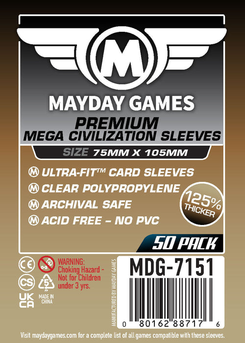"Mega Civilization" Compatible Card Sleeves (75x105mm) - for just $4! 