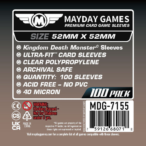 "Kingdom Death Monster" Compatible Card Sleeves (52x52mm)  Standard 7155 or Premium 7160 - for just $2! 