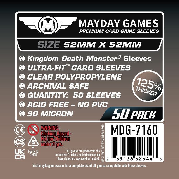 "Kingdom Death Monster" Compatible Card Sleeves (52x52mm)  Standard 7155 or Premium 7160 - for just $2! 