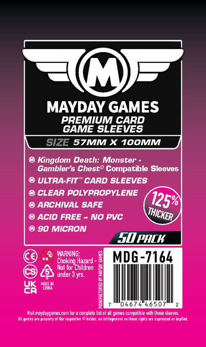 "Kingdom Death Gambler's Chest"  Large Compatible Sleeves (57x100mm) Standard 7159 or Premium 7164 - for just $3.50! 