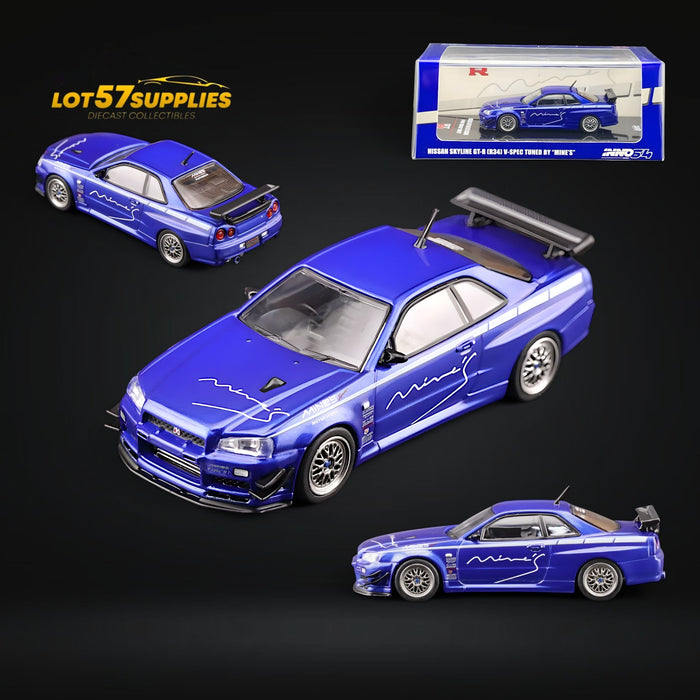 Inno64 Nissan Skyline GT-R R34 V-SPEC MINE'S BLUE 1:64 - for just $28.99! 