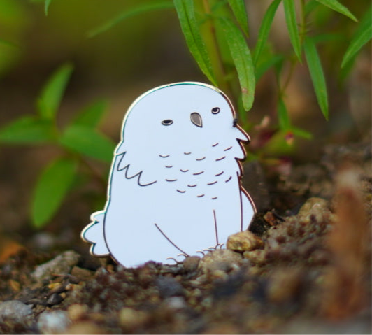 Baby Bestiary: Snowy Owlbear Enamel Pin - Glaring - for just $12! 