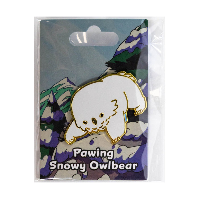Baby Bestiary: Snowy Owlbear Enamel Pin - Pawing - for just $12! 