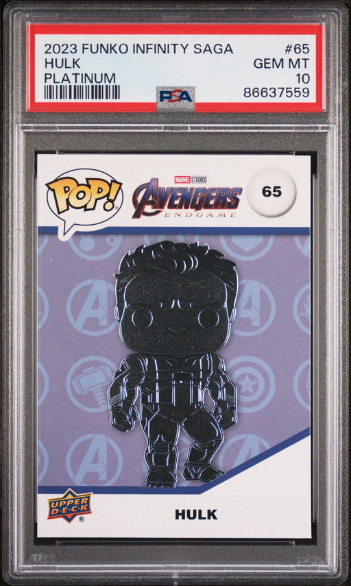 2023 UPPER DECK FUNKO POP MARVEL  HULK PLATINUM #65  PSA 10 - for just $54! 