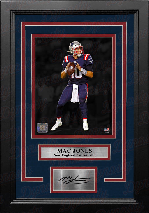 Mac Jones Blackout Action New England Patriots 8" x 10" Framed Football Photo with Engraved Autograph - for just $29! 