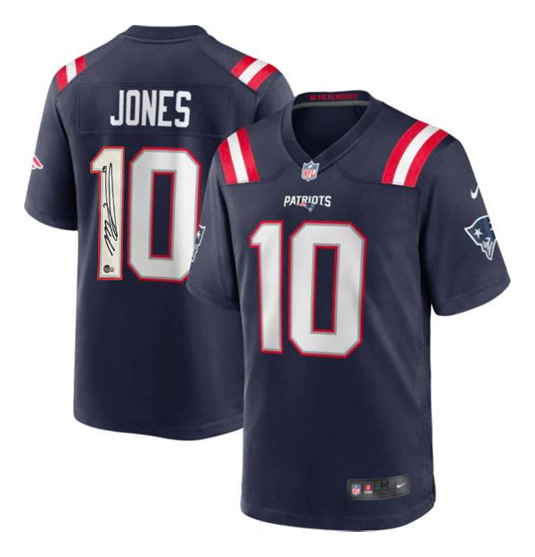 Mac Jones New England Patriots Autographed Navy Blue Nike Game Jersey - for just $599.99! 