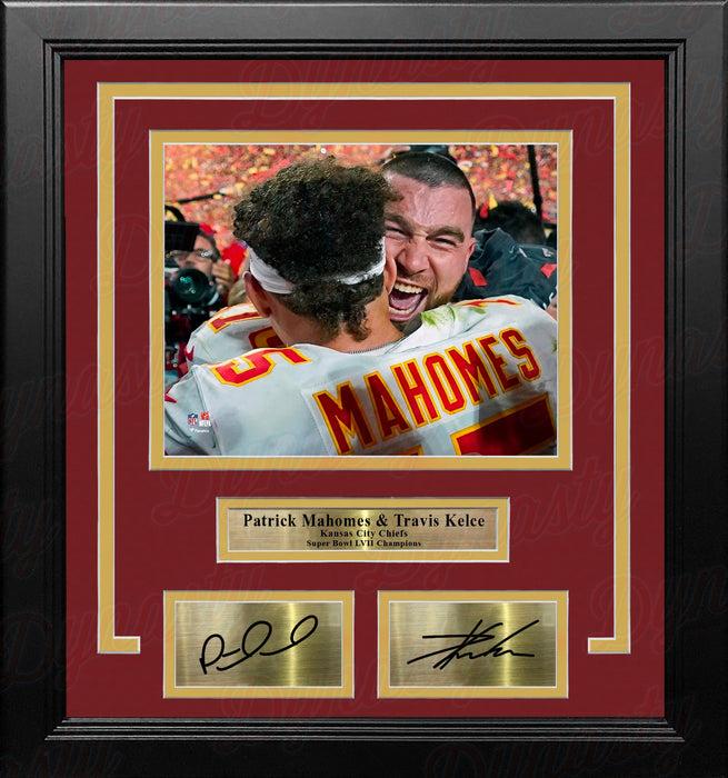 Patrick Mahomes & Travis Kelce Super Bowl LVII Champs Chiefs 8x10 Framed Photo with Laser Autographs - for just $79.99! 