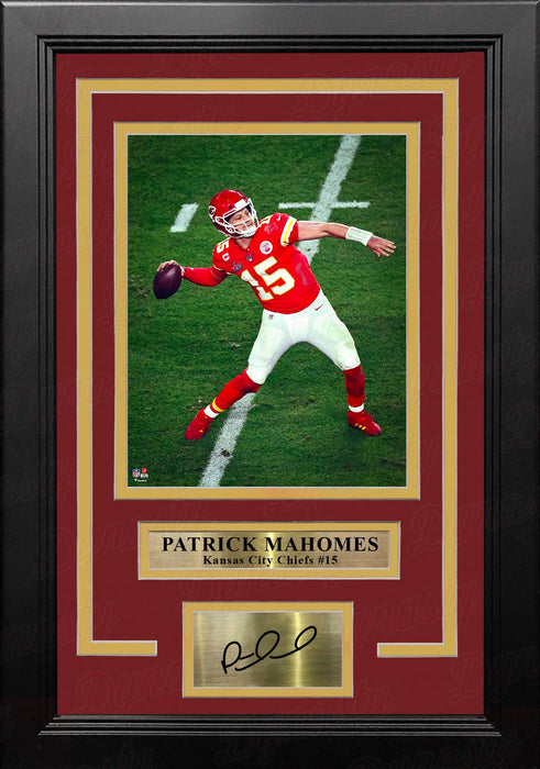 Patrick Mahomes Throwing Action Kansas City Chiefs 8" x 10" Framed Photo with Engraved Autograph - for just $79.99! 