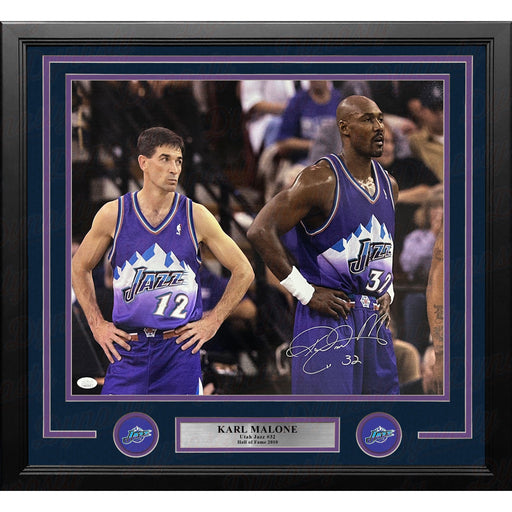Karl Malone with Stockton Utah Jazz Autographed 16" x 20" Framed Basketball Photo - Premium Autographed Framed Basketball Photos - Just $549.99! Shop now at Retro Gaming of Denver