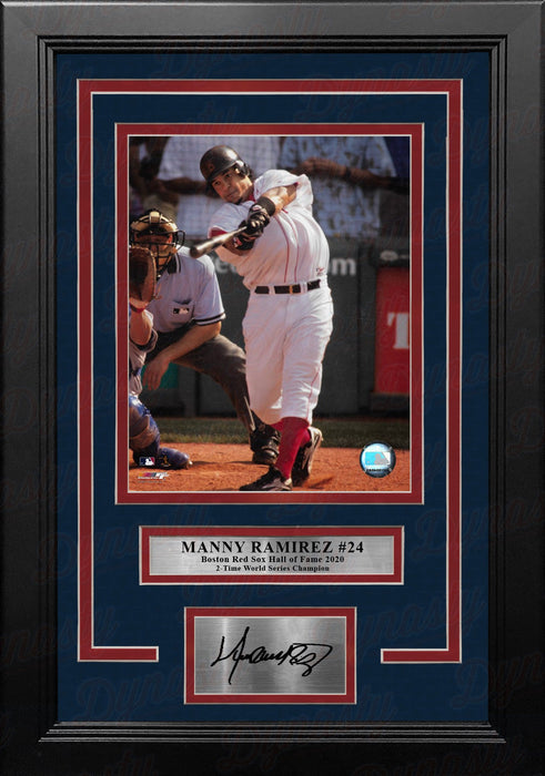 Manny Ramirez Swinging Action Boston Red Sox 8" x 10" Framed Baseball Photo with Engraved Autograph - for just $79.99! 
