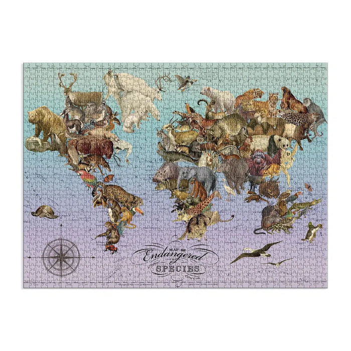Map of Endangered Species 1500 Piece Jigsaw Puzzle Galison - for just $21.99! 