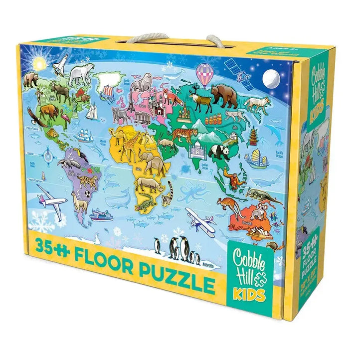 Map of the World 35 Piece Floor Jigsaw Puzzle Cobble Hill - for just $19.99! 