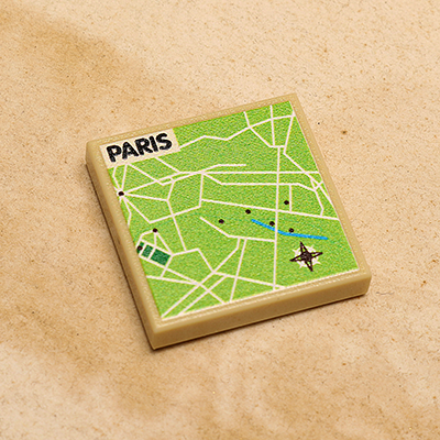 Paris, France Map (2x2 Tile) (LEGO) - Premium Custom LEGO Parts - Just $1.50! Shop now at Retro Gaming of Denver